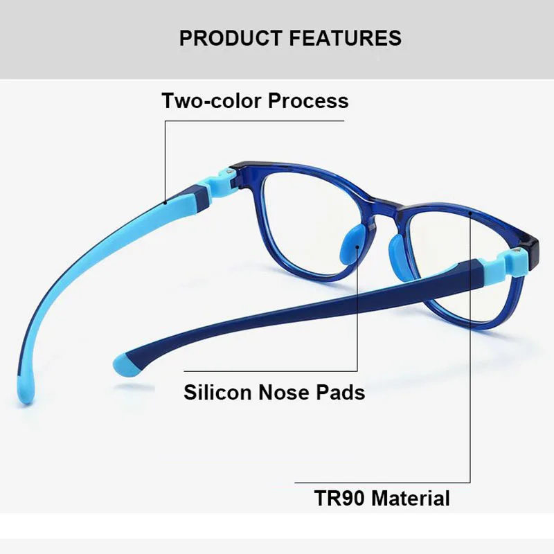 Kids TR90 Glasses Frame 5-10 Years Children Ultralight Eyeglasses Silicon Nose Pads Boys & Girls Eyewear DD1628