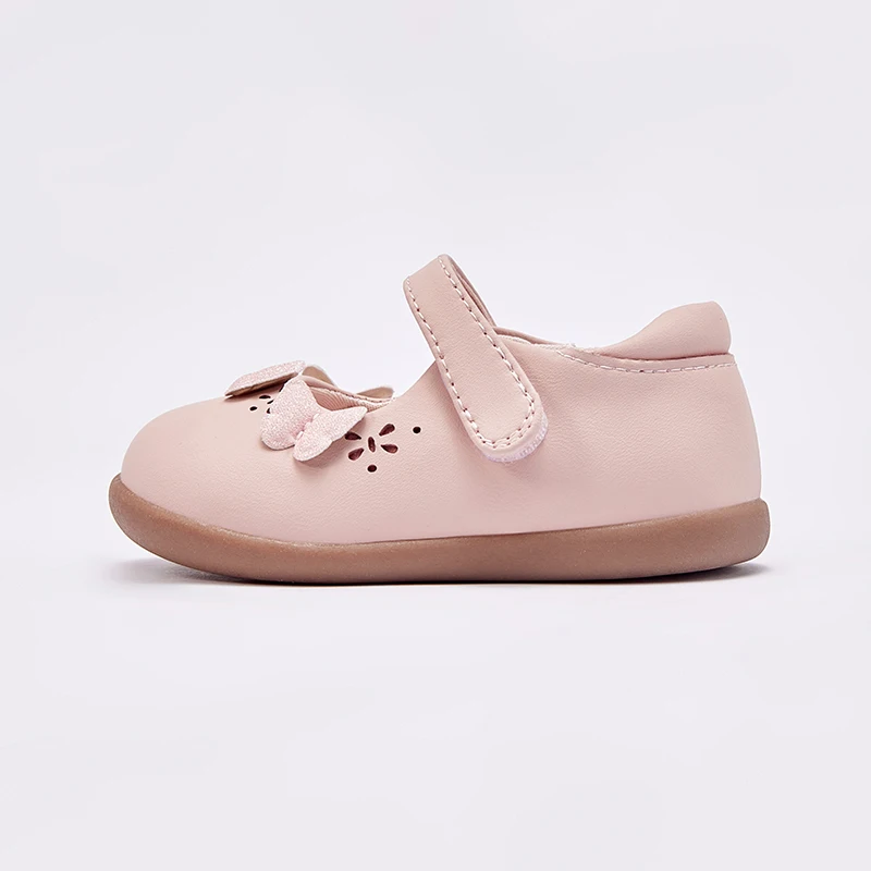 Dave Bella Pink Leather Shoes Baby Girls Shoes Cute Soft Sole Flat Shoes First Walkers Toddler Princess Footwear Shoes DB3241348