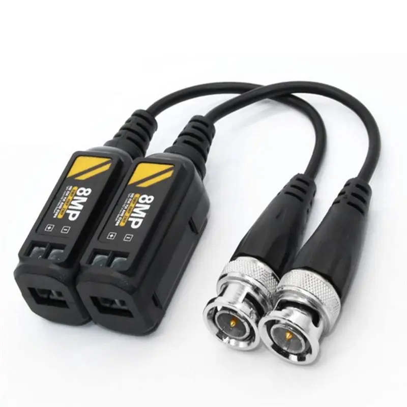 DT51 8MP HD Video Balun, Passive Twisted Pair BNC Transmitter for AHD CVI TVI Camera, High-Resolution Video Converter, 1 Pair