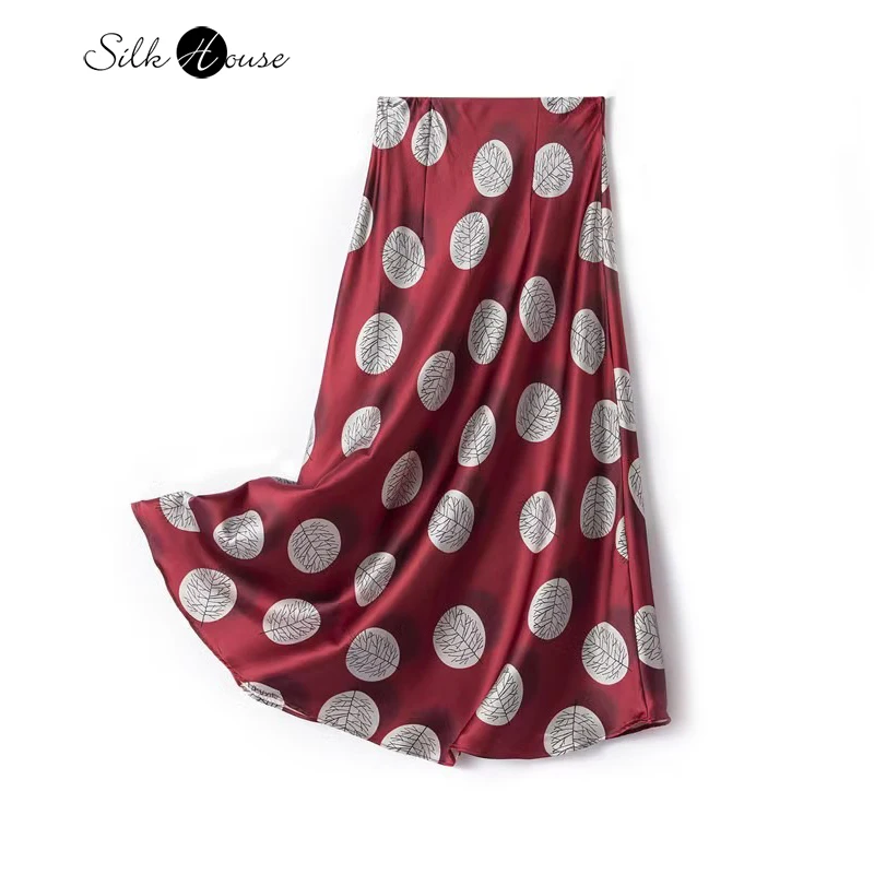 

2025 Women's Fashion Summer New 93% Natural Mulberry Silk 7% Spandex Elastic Satin Printed Elastic Waist Bodycon Mermaid Skirt