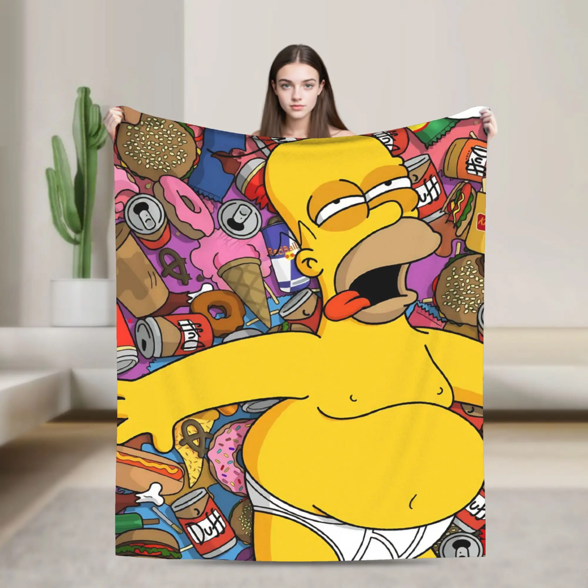 T-The Simpsons Warm Soft Blankets  Girls Boys Plush Throw Blanket Novelty Couch Chair Flannel Bedspread Sofa Bed Cover