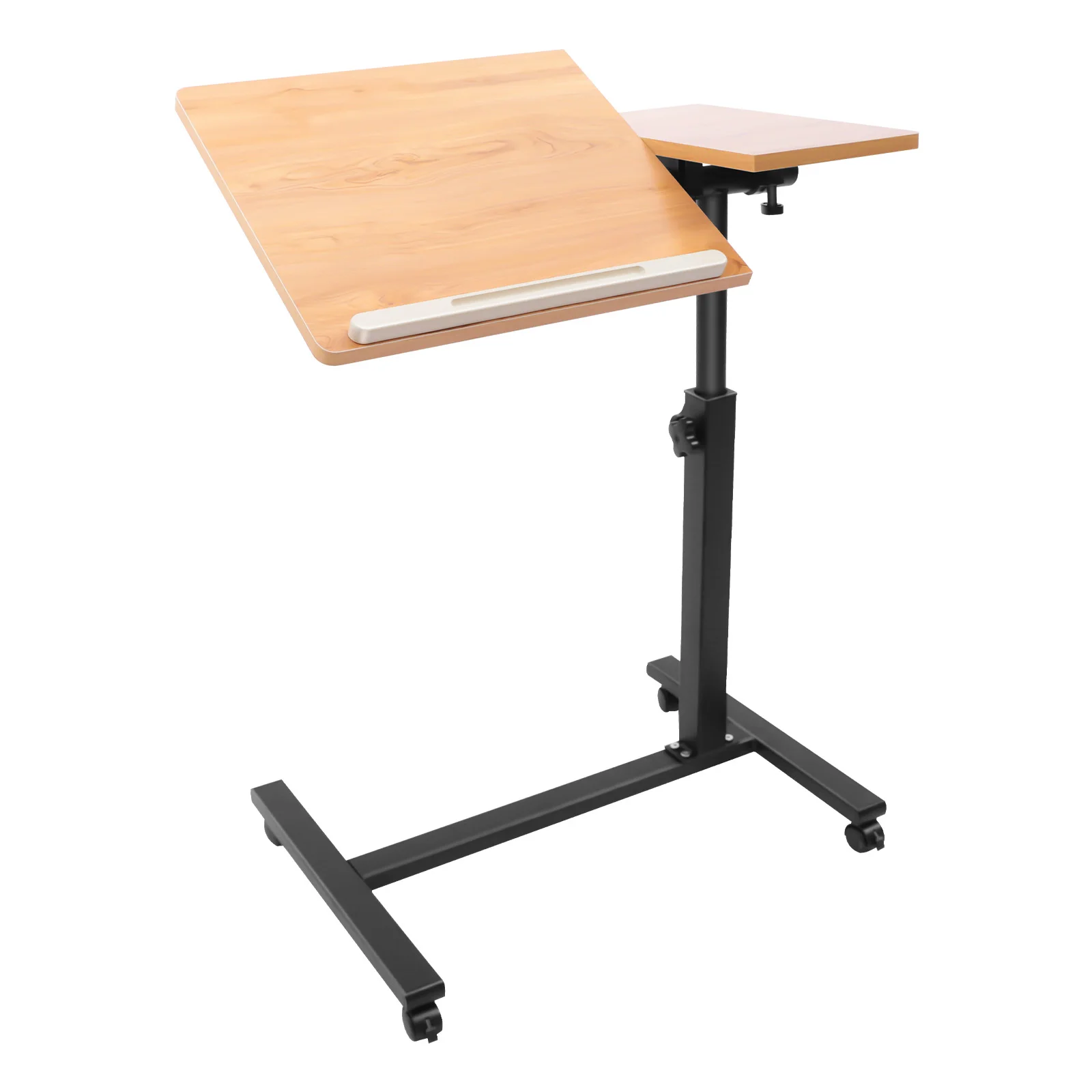 Mobile Laptop Table Adjustable 360° Rotation Computer Mobile Stand, Rolling Laptop Stand w/ Tilting Top 58-90cm