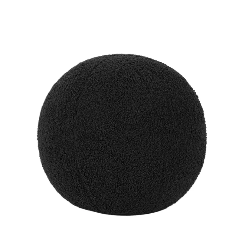 Bubble Kiss Plush Round Wool Cushion Nordic Ball Shaped Solid Color Stuffed Soft Pillow for Sofa Office Waist Rest Throw Pillow