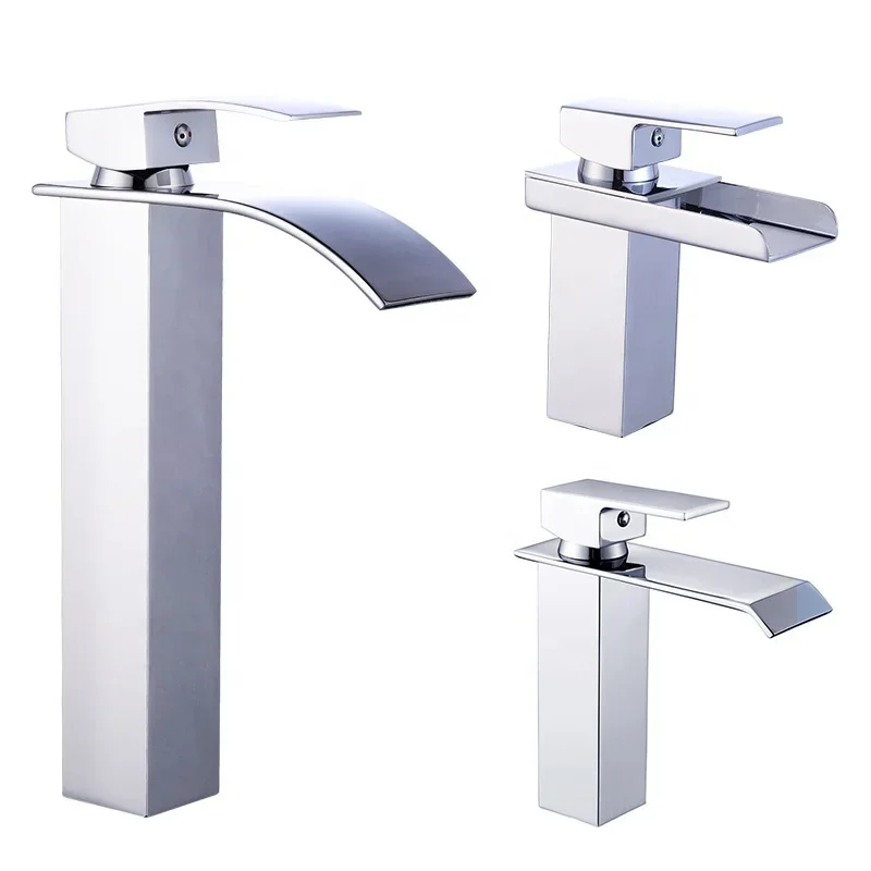 High Style Basin Faucet Brushed Nickel Bathroom Basin Tap Waterfall Spout Hot and Cold Sink Mixer Tap single waterfall faucet