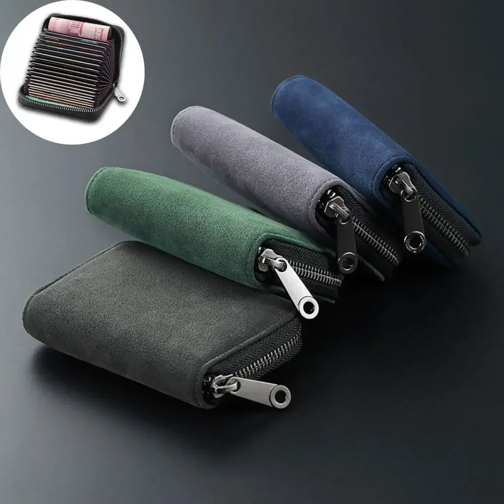 

Men's Card Bag 18Cards Slots 2 Small Change Slots Credit Card Holder Anti-Demagnetization Card Organizer Zipper Coin Pouch
