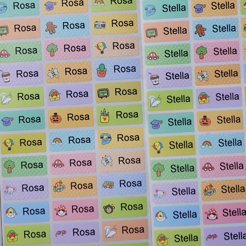 120Pcs Name Stickers Customized Sticker Variety Cartoons Waterproof Personalized Labels Children Stationery Tags