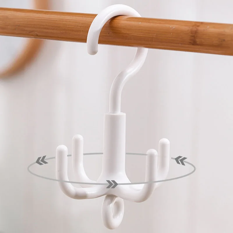 Rotatable Hook Plastic Multi-function Hanger Hooks Four Claw Combination Closet Clothes Storage Bracket Bathroom Towel Rack