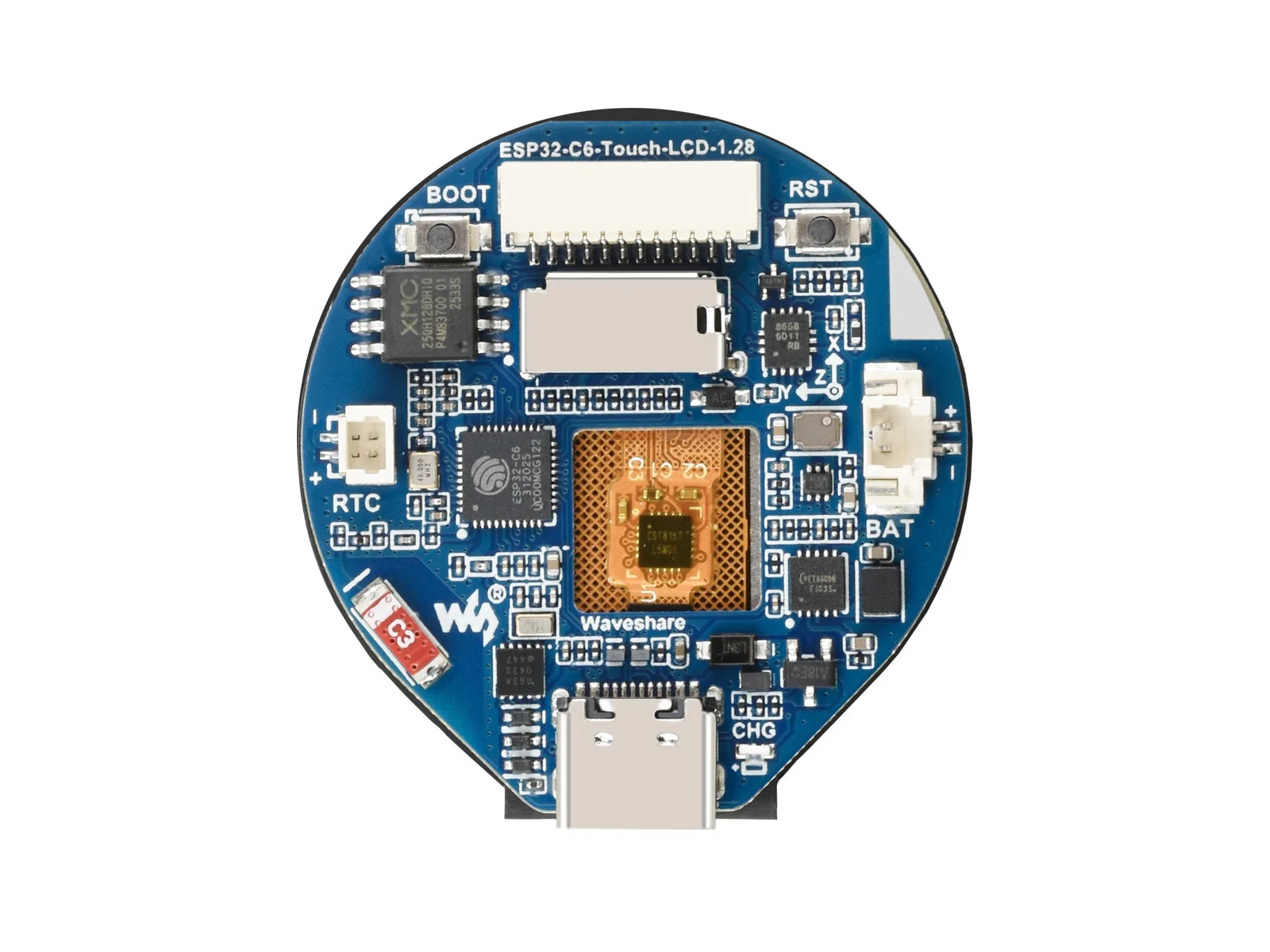 ESP32-C6 1.28inch Touch LCD Display Development Board, 240 × 240 resolution, 65K color, Supports 2.4GHz Wi-Fi 6 and Bluetooth 5