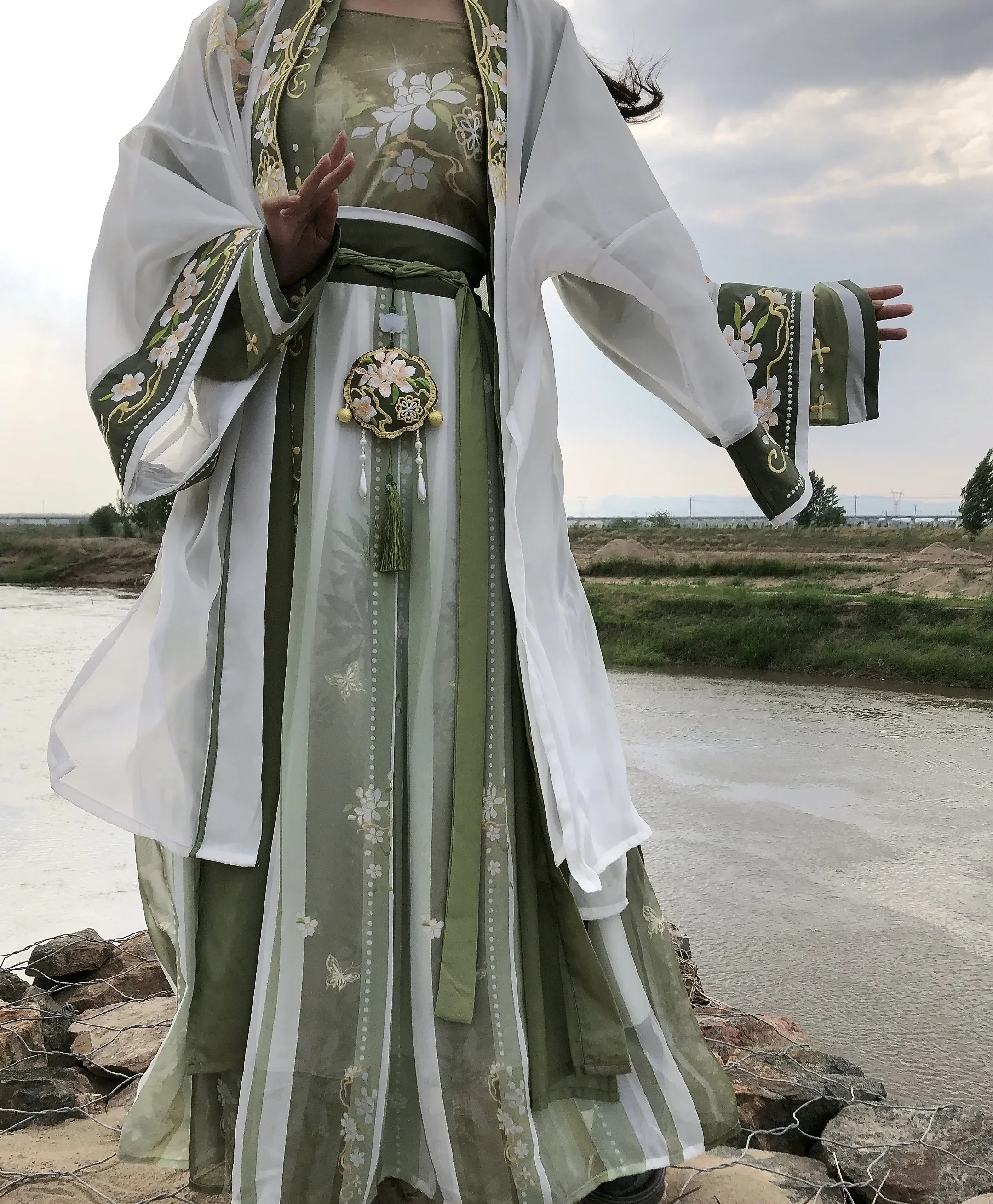 Green Hanfu Women's Waist-Length Skirt Summer Suit Chinese Style Hanfu Dress Chinese Traditional Fairy Green Skirt