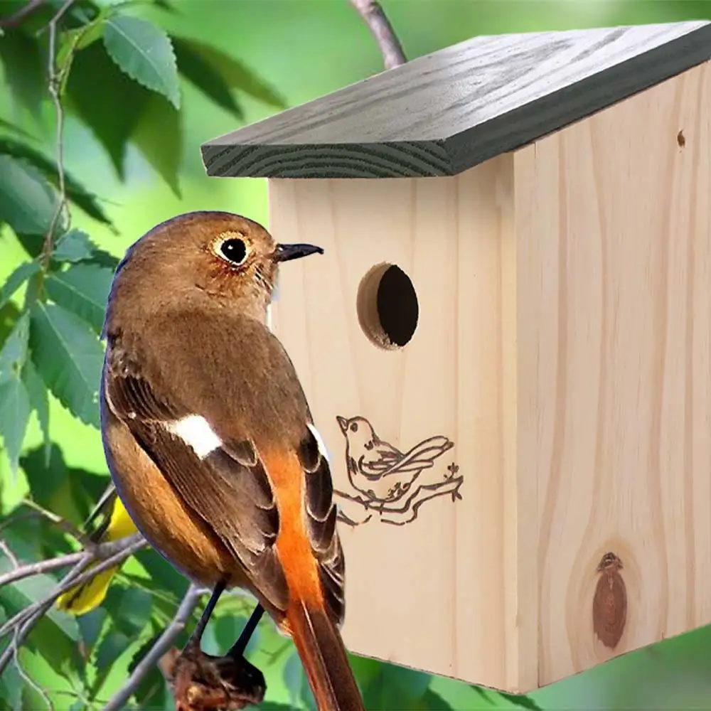 

Bird Breeding Nest Outdoor Pigeon House Hanging Bird House Wooden DIY Finch Nest Convenient Artificial