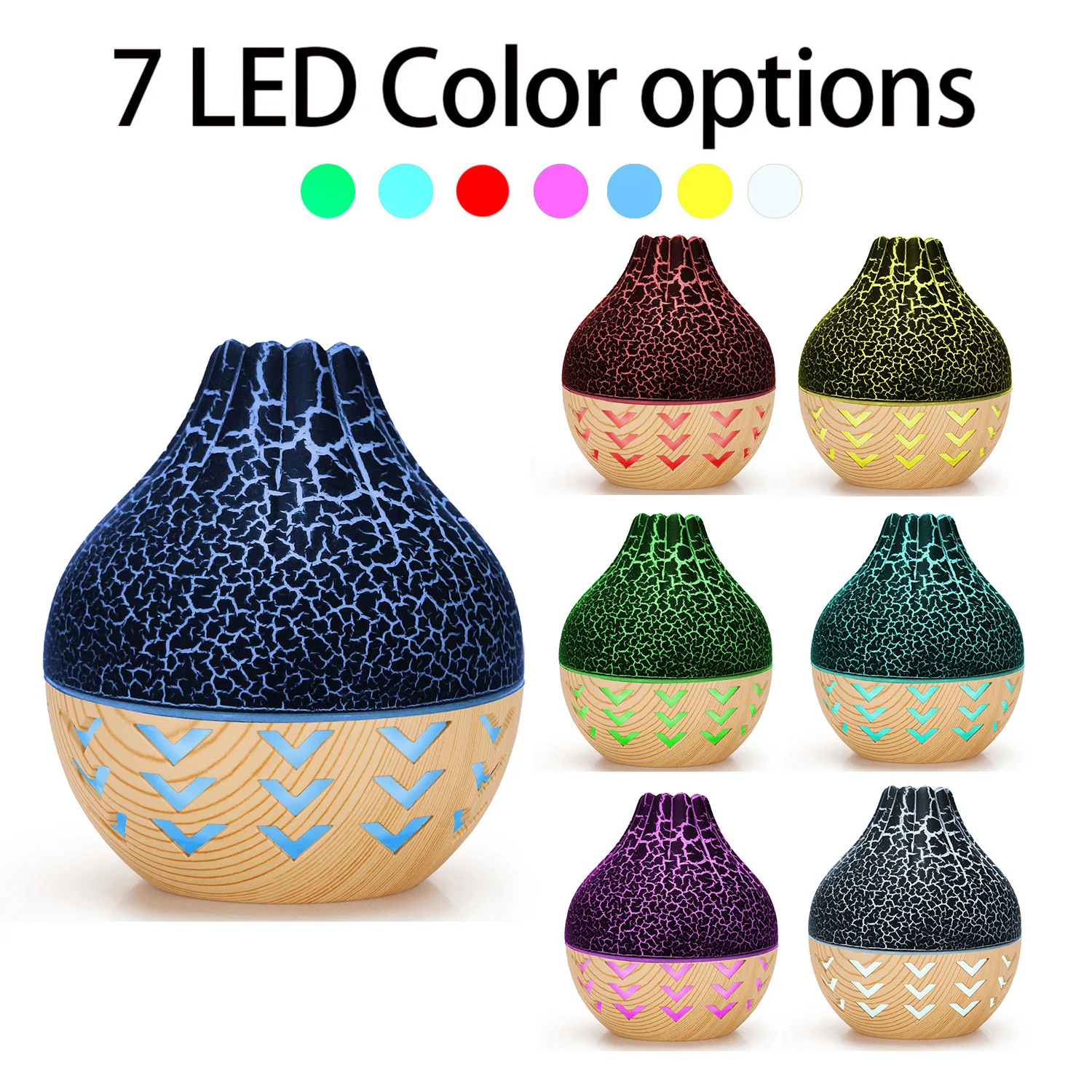 Mini USB Air Humidifier 5V 2-in-1 Essential Oil Aroma Diffuser with Colorful Night Light Hollow Crack Design Mist Sprayer