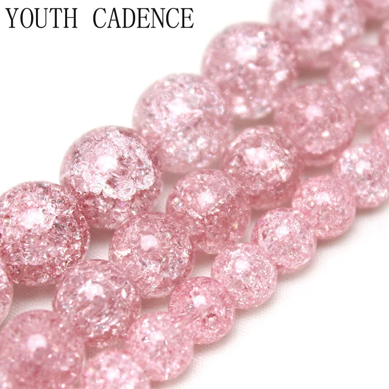 Natural Stone Rose Pink Cracked Crystal Beads 15\