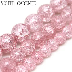 Natural Stone Rose Pink Cracked Crystal Beads 15