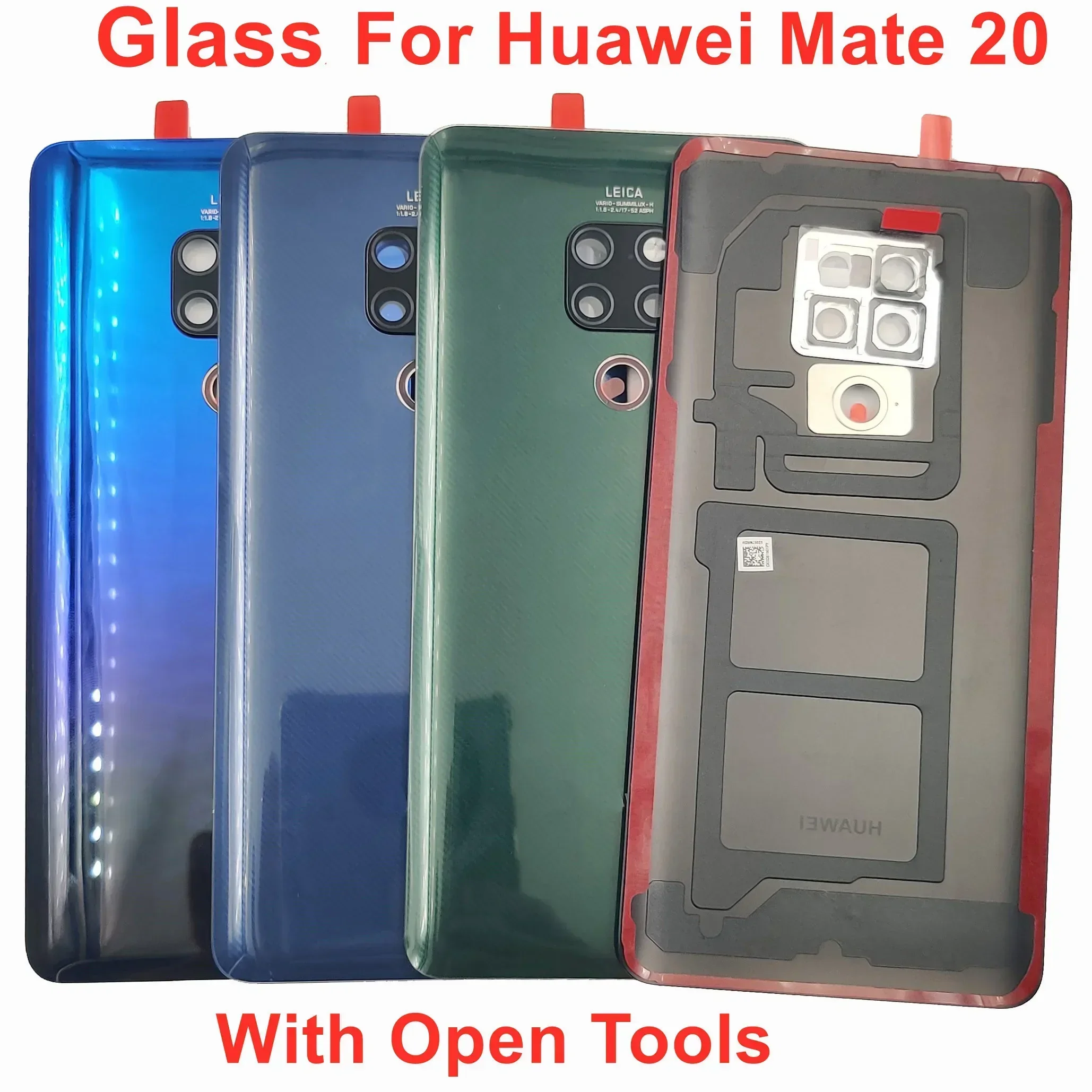 Glass Back Lid For Huawei Mate 20 Battery Cover Rear Door Housing Panel Case Shell With Camera Lens Flashlight Adhesive