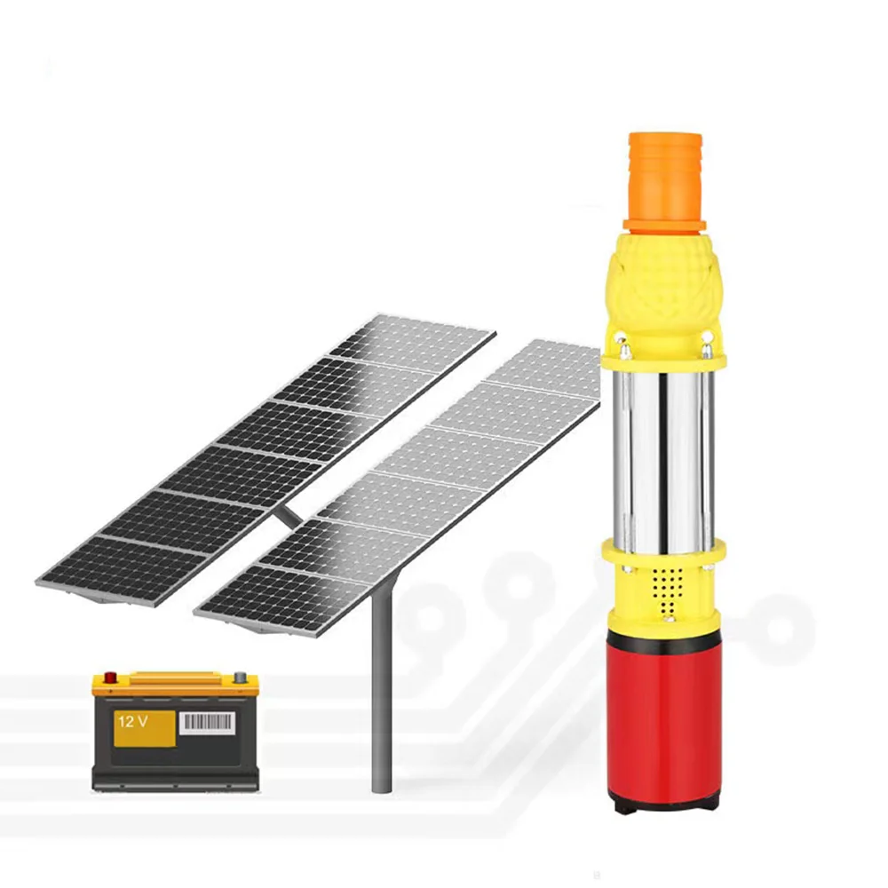 Solar brushless water flow rate 5000L per hour Head lift 10M solar PV drilling well Submersible pump 200W12V 300W24V 750W 48V