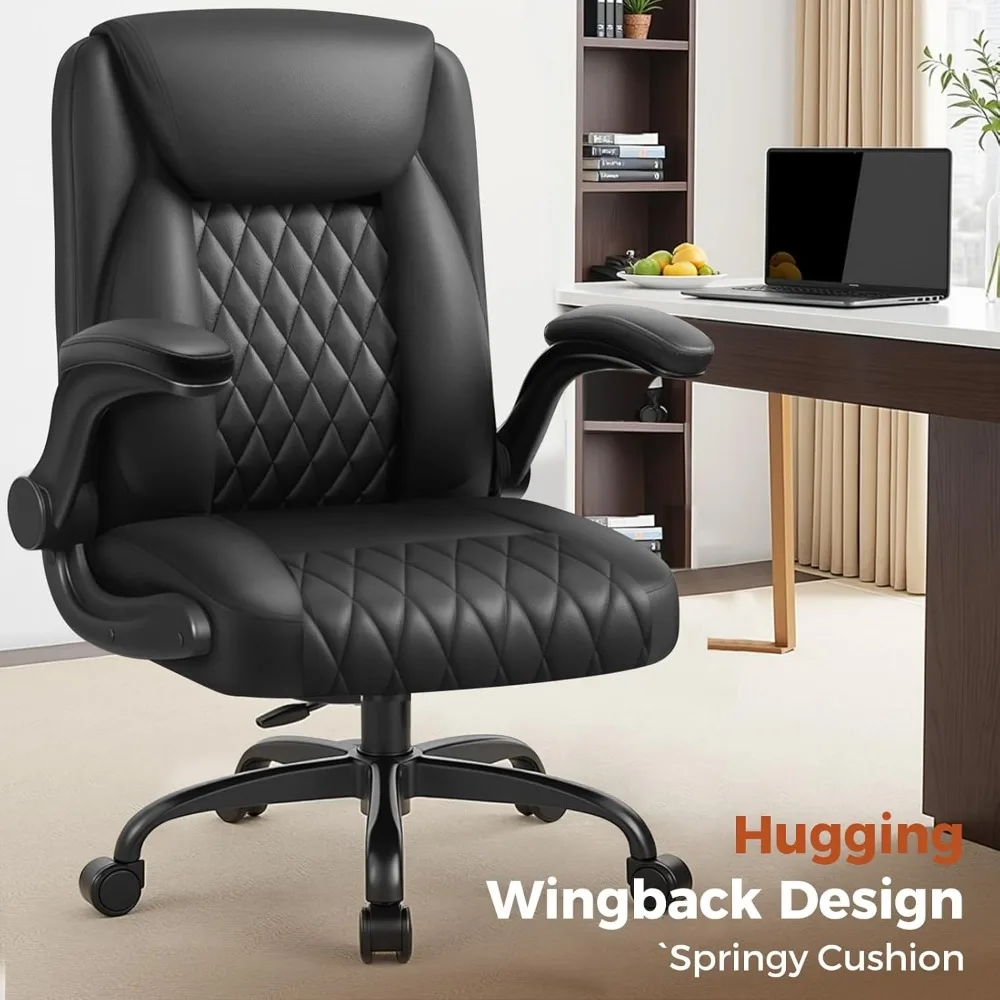 كرسي مكتب جلدي من COMHOMA كرسي ألعاب كمبيوتر مريح مع دعم مريح للظهر، ظهر تنفيذي متوسط، كرسي ألعاب صغير مع #3