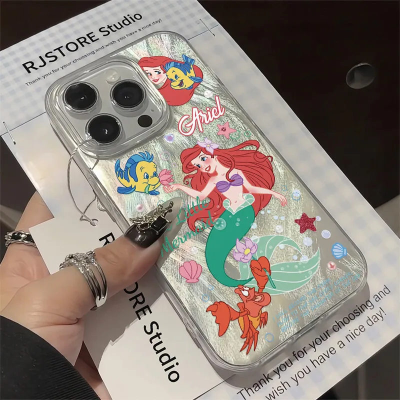 حافظة لهاتف آيفون 16 14 برو ماكس 13 12 11 برو ماكس 14 15 Plus XS XR X غطاء خلفي صلب بتصميم حورية البحر لطيف للغاية #3