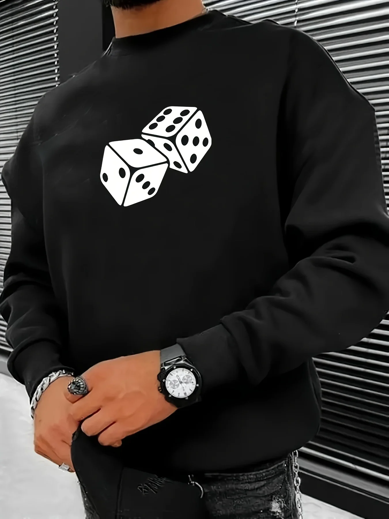 

Выкройка популярна. Мужской повседневный спортивный пуловер с капюшоном, крутой принт в виде кубиков - эластичная смесь полиэстера