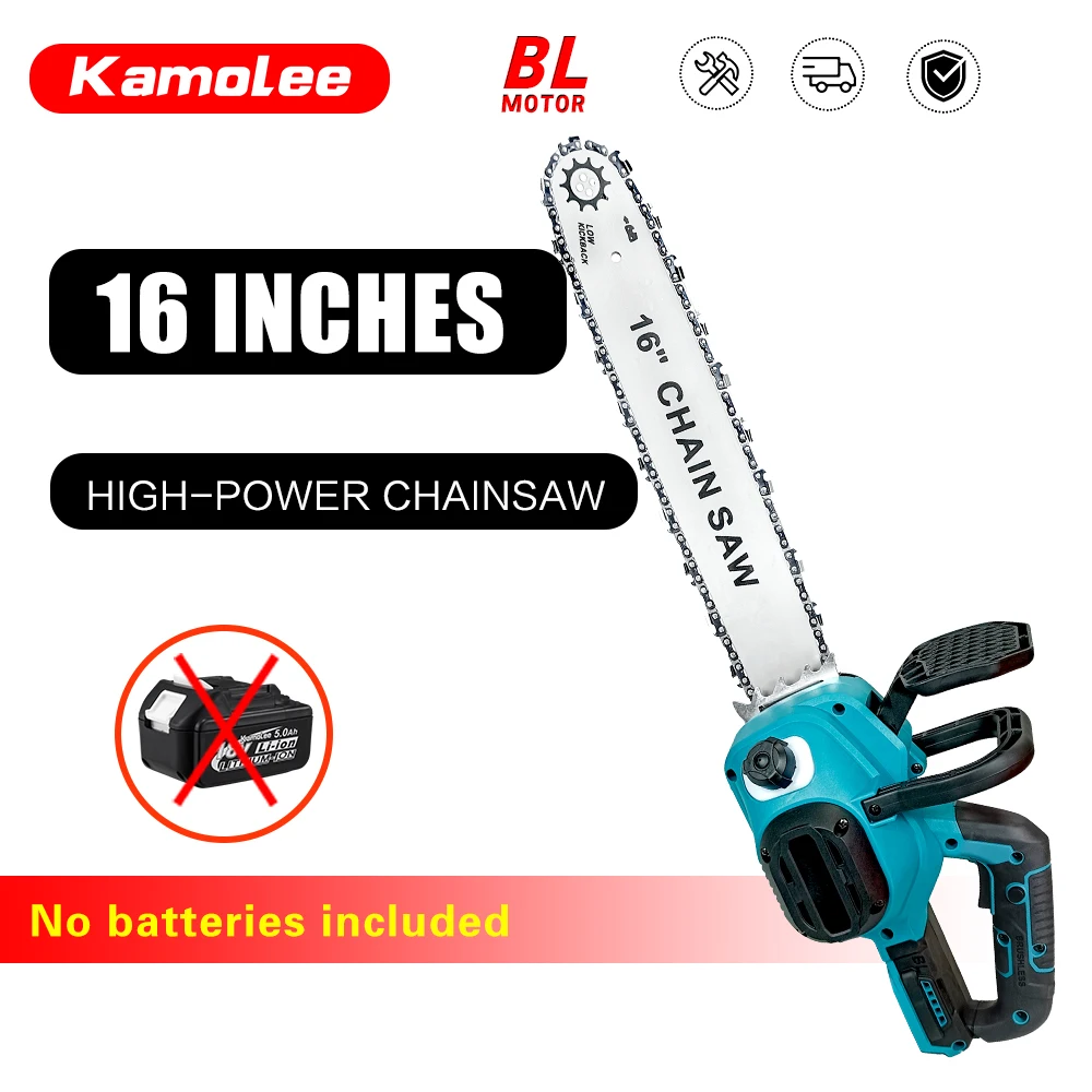 Kamolee 8000W Wireless Charging Chainsaw 16-inch Automatic Oil Filling Brushless Chainsaw 18V-21V Battery Saw Power Tool