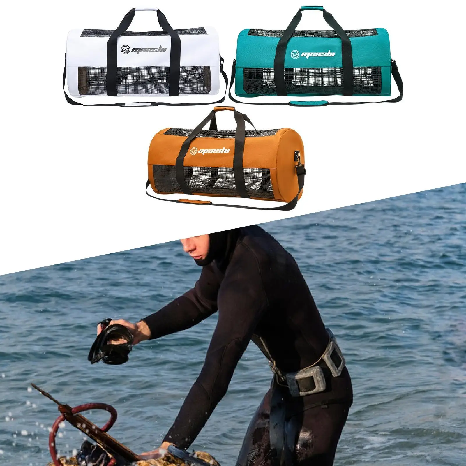 

Mesh Diving Duffle Bag 60L Mesh Dive Duffel Bag for Snorkeling Beach Rafting