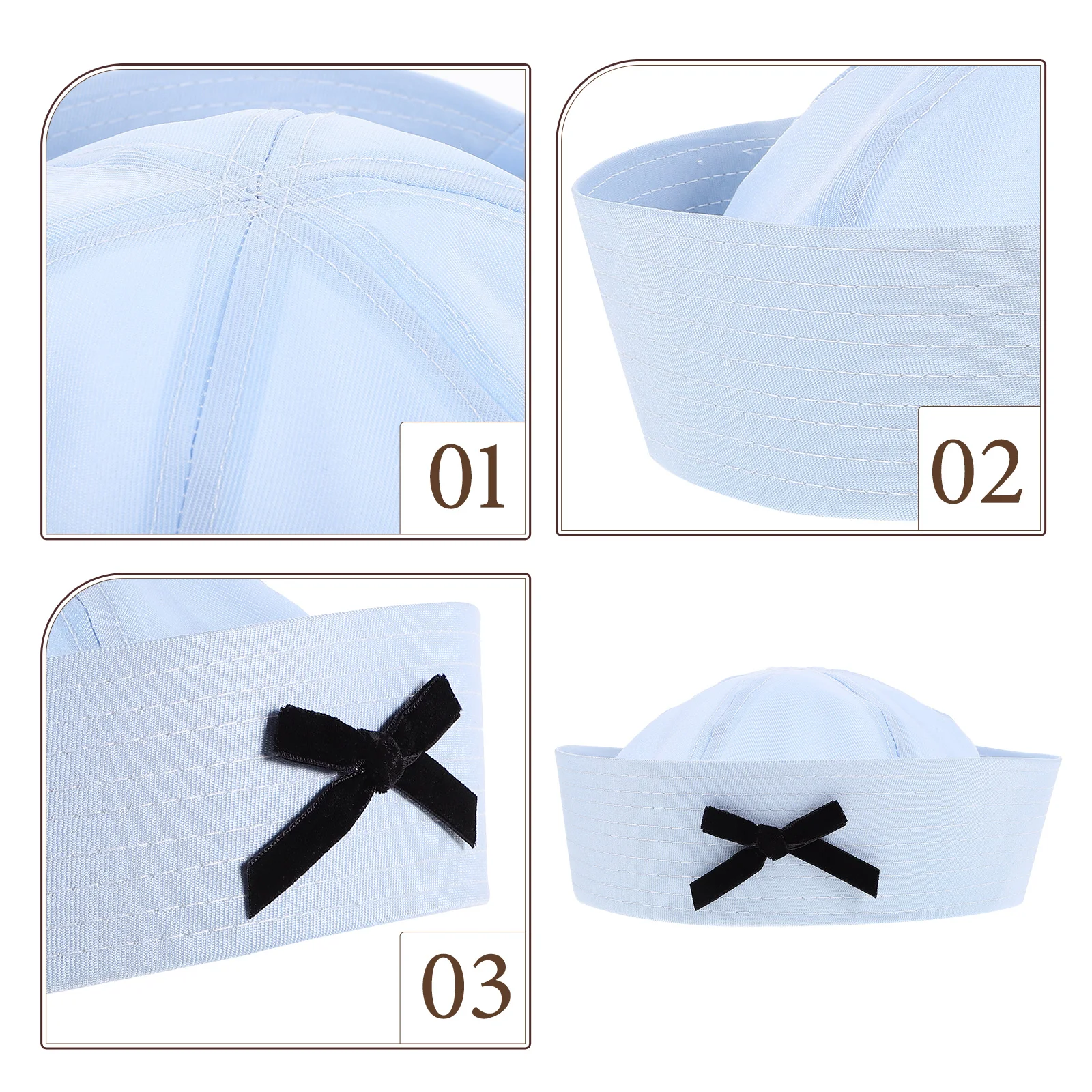 

Bowknot Sailor Hat Blue 58cm Women Hats Caps Costume Cosplay Uniform Beret Naval Hat Prop Fashionable Adorable
