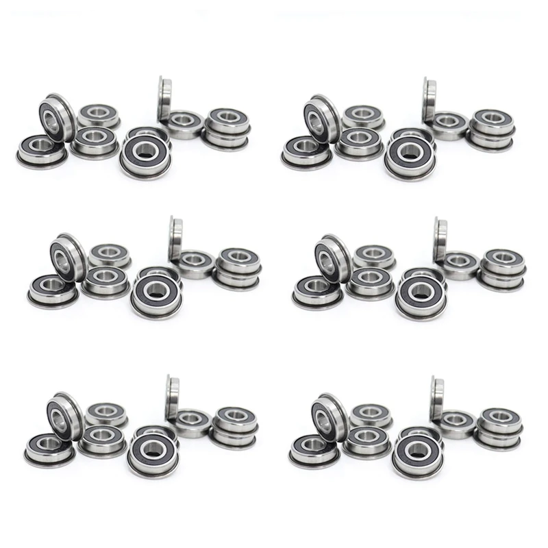 ABRU-60Pcs F695-2RS Bearing 5X13x4mm Flanged Miniature Deep Groove Ball Bearings F695RS For VORON Mobius 2/3 3D Printer