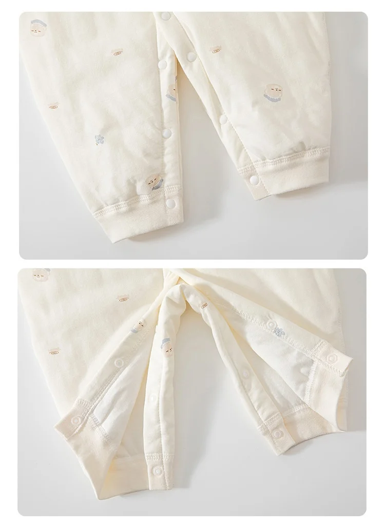 Herbstlicher Casual-Baby-Body mit Blumenmuster, Langarm-Jumpsuit für Jungen und Mädchen, Gefütterter Warmer Einteiler für Säuglinge – Detail 10
