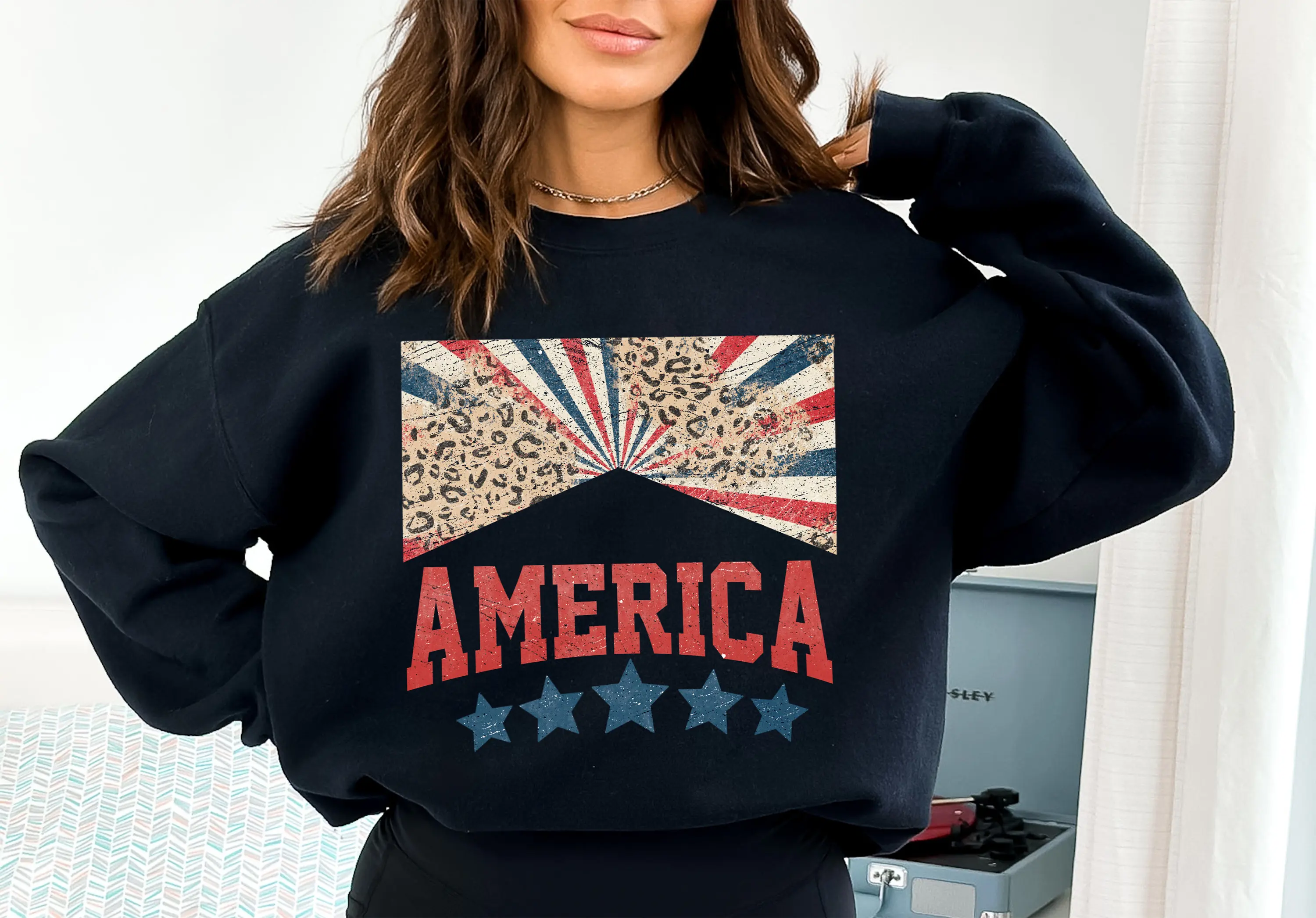 

Retro America USA Sweatshirt Hoodie Men's and Women's Round Neck Sweatshirts Y2k Tops Autumn and Winter Pullover Women Clothing