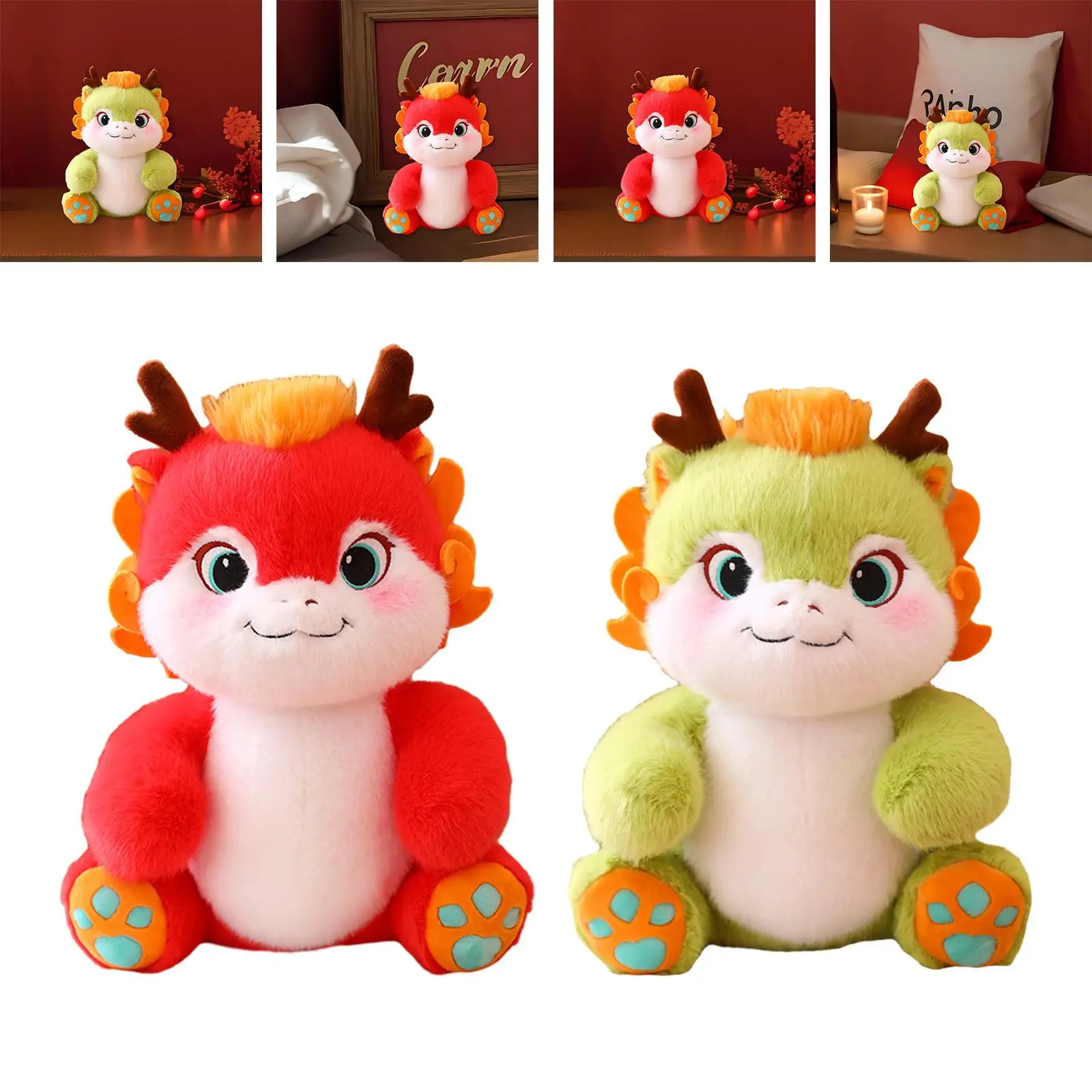 Dragon Plush Toy Spring Decor Lovely 2024 Dragon Year Mascots Doll Animal Plush Doll Toy for Home Party Bedroom Desktop Holiday