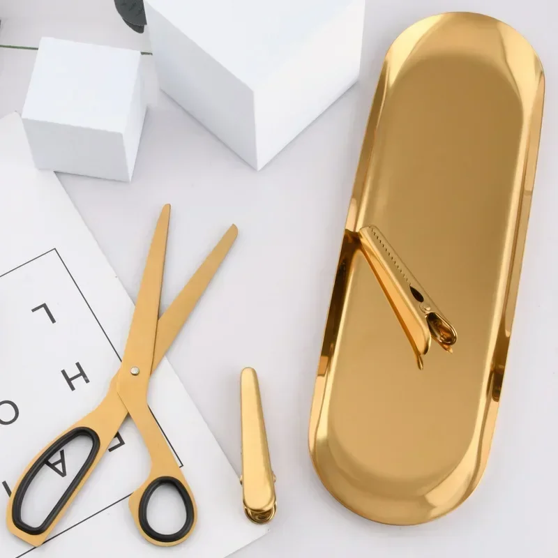 

Nordic Style Asymmetry Gold Stainless Steel Scissors Art School Office Supplies Simple Folder for Paper Cutting DIY Tools