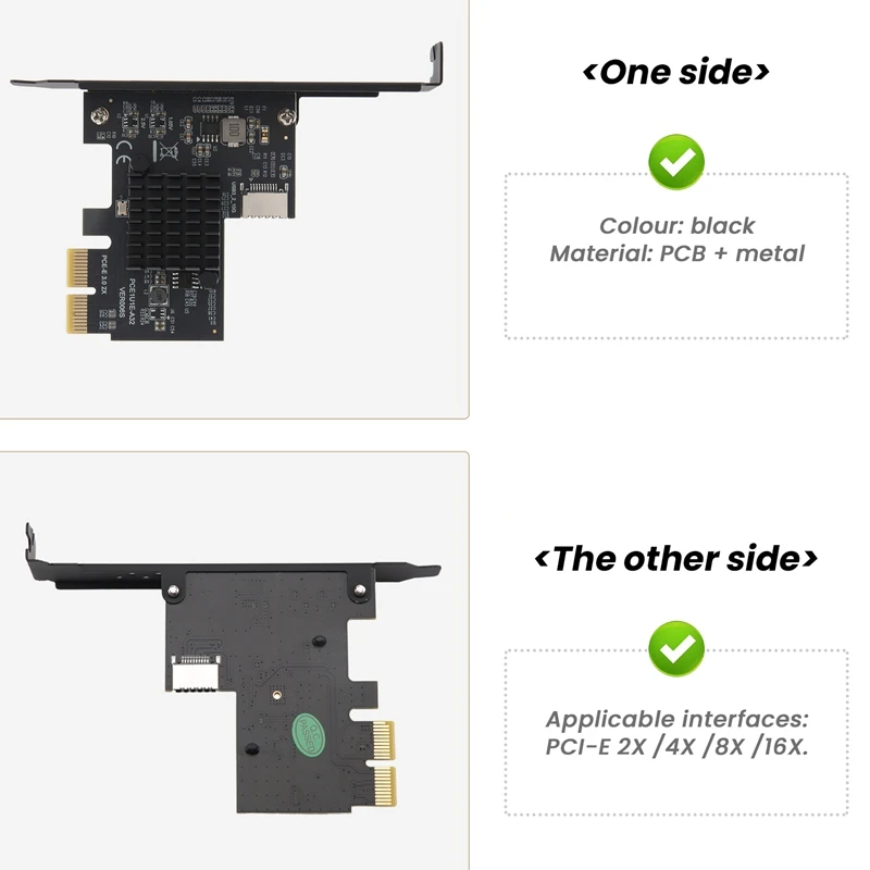 Плата расширения PCI-E 2X к USB3.1 A-Key Gen2 Передняя плата расширения Type-E, внутренняя часть 10 Гбит/с Type-E