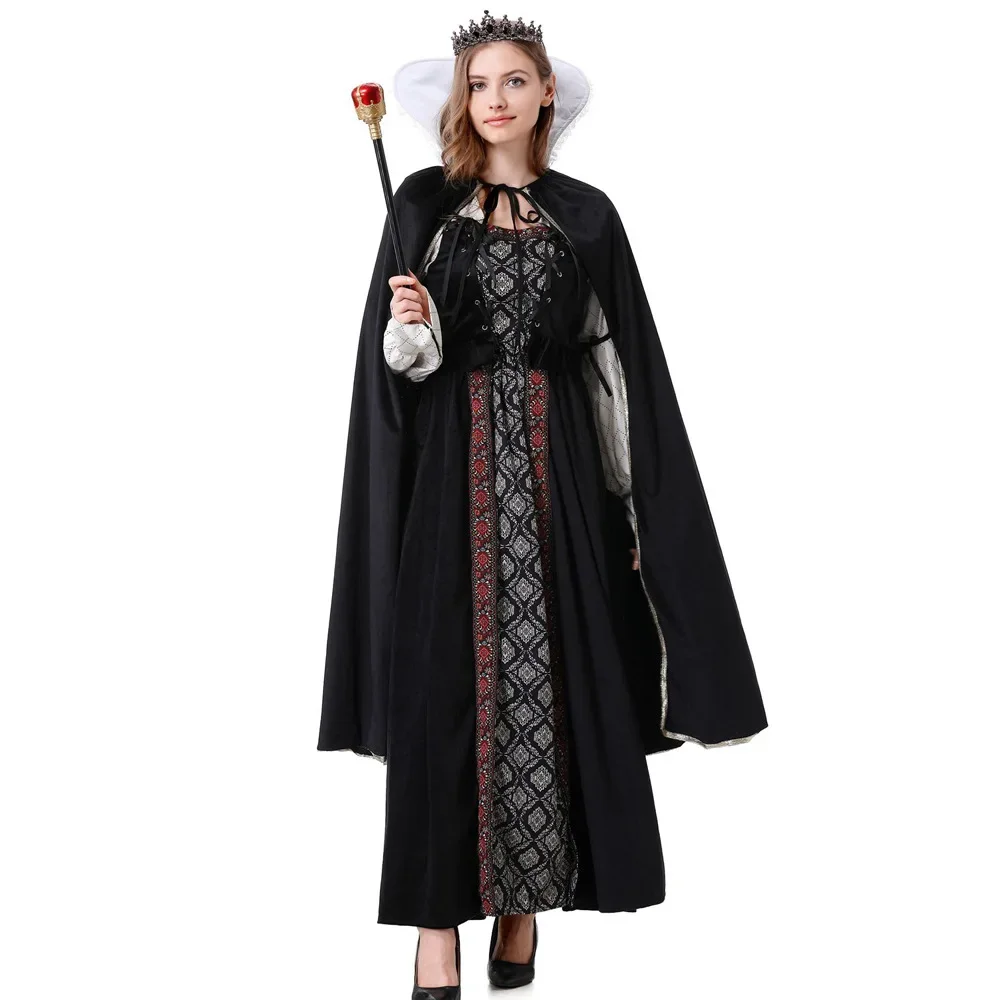 Women's Wicked Witch Costume Halloween Deluxe Witchy Dress Black Witch Cosplay Costume for Women Halloween Party Dress