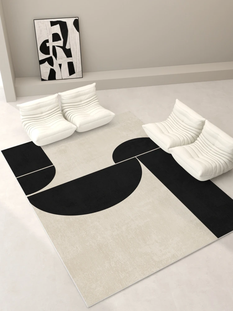 Cream Style Living Room Large Area Carpets Black White Bedroom Decorative Carpet Minimalist Irregular Pattern Cloakroom Rugs 양탄자