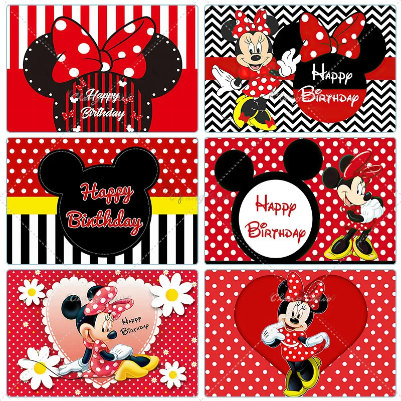 1 zestaw Disney kreskówka myszka miki motyw myszki Minnie dzieci szczęśliwe tło na urodziny Baby Shower ujawniający transparent fotograficzny