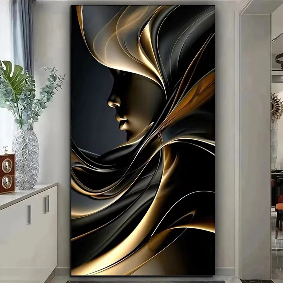 

DIY 5D Diamond Painting Nordic Black Gold Abstract Woman Full Mosaic african woman Diamond Embroidery Sale handmade home decor
