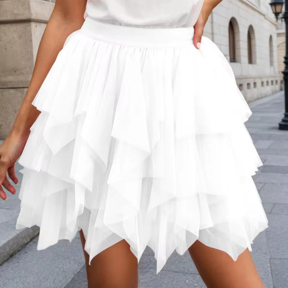 Women Carnival Skirt Tiered Ruffle Layer A Line Mini Skirts Petticoat Tutu Skirt Ballet Tutu For Carnival Party Graduation