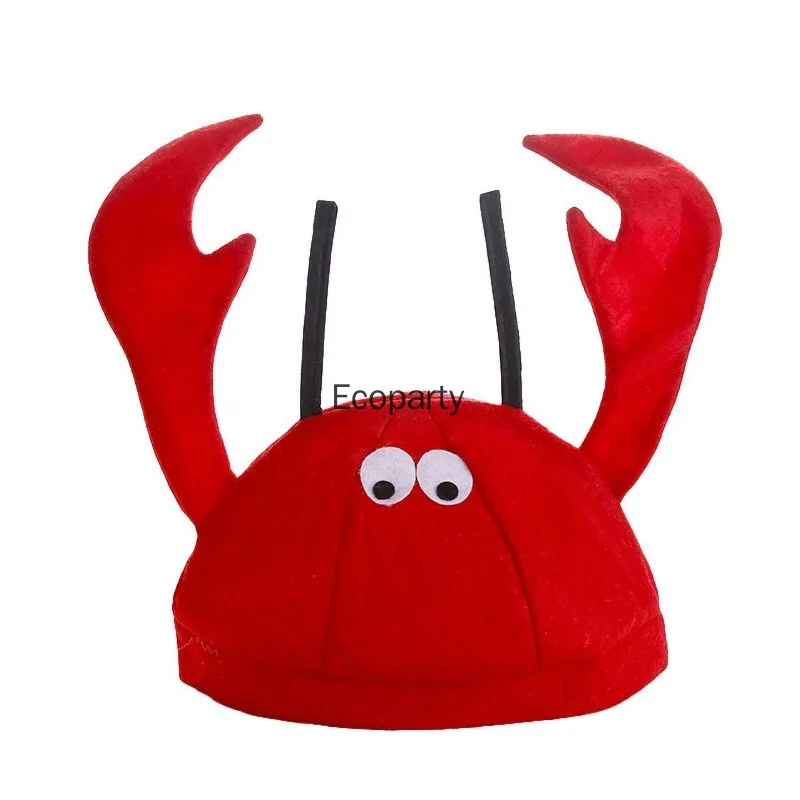 الكبار الاطفال هالوين الأحمر جراد البحر كراب البحر الحيوان قبعة مضحك هدية عيد الميلاد زي ملحق قبعة لعيد ميلاد حزب صور الدعائم
