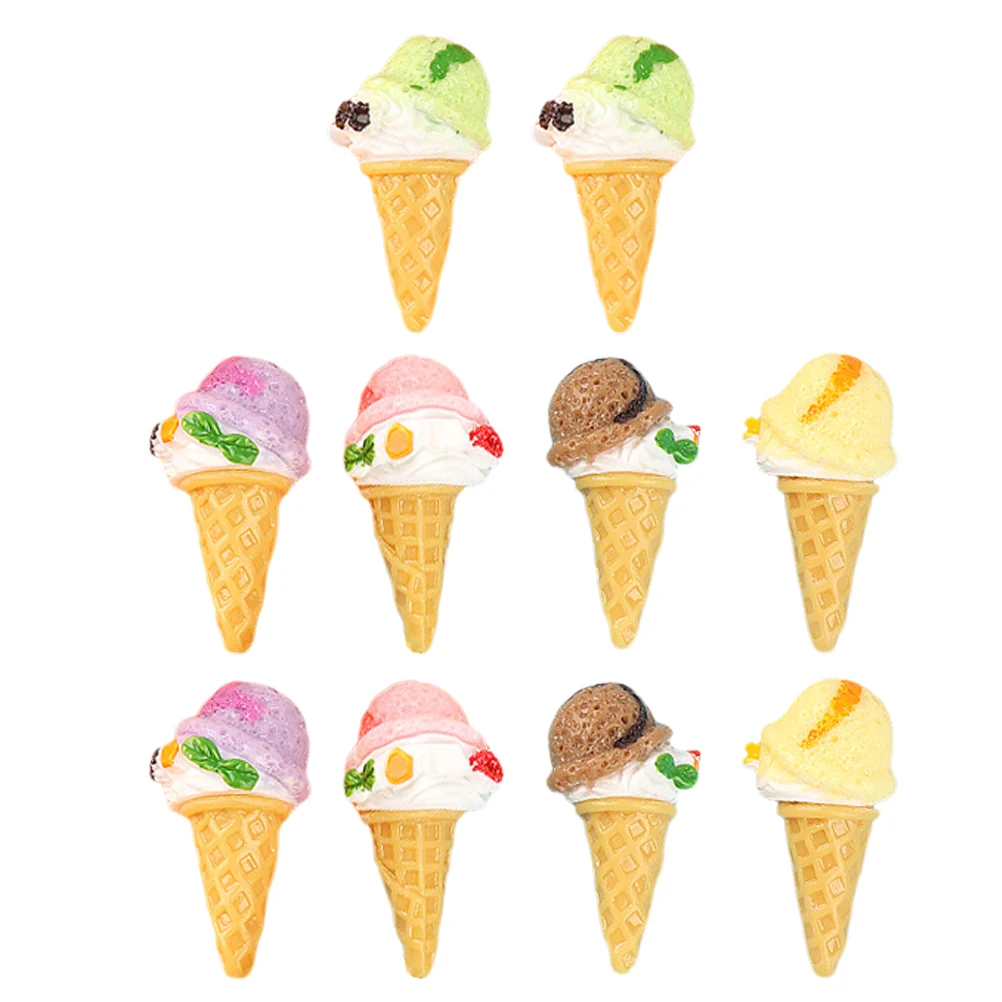 

12 Pcs Simulation Ice Cream Decor Realistic Fake Cone Small Multifunction Charms Artificial Child