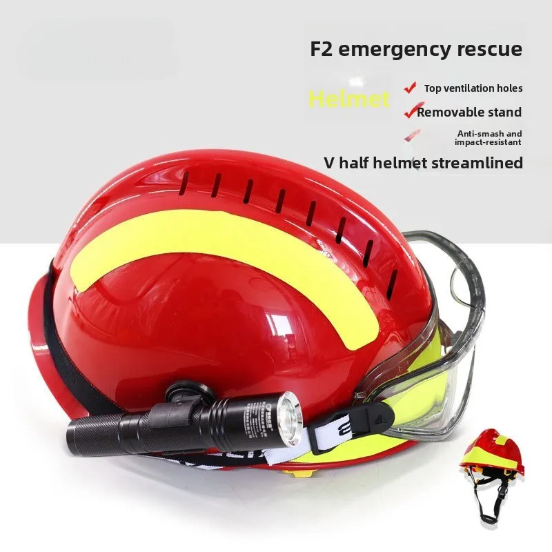 

Fire Rescue F2 Rescue Helmet, Goggles, Emergency Helmet with Light Card Can Be Equipped with Flashlight