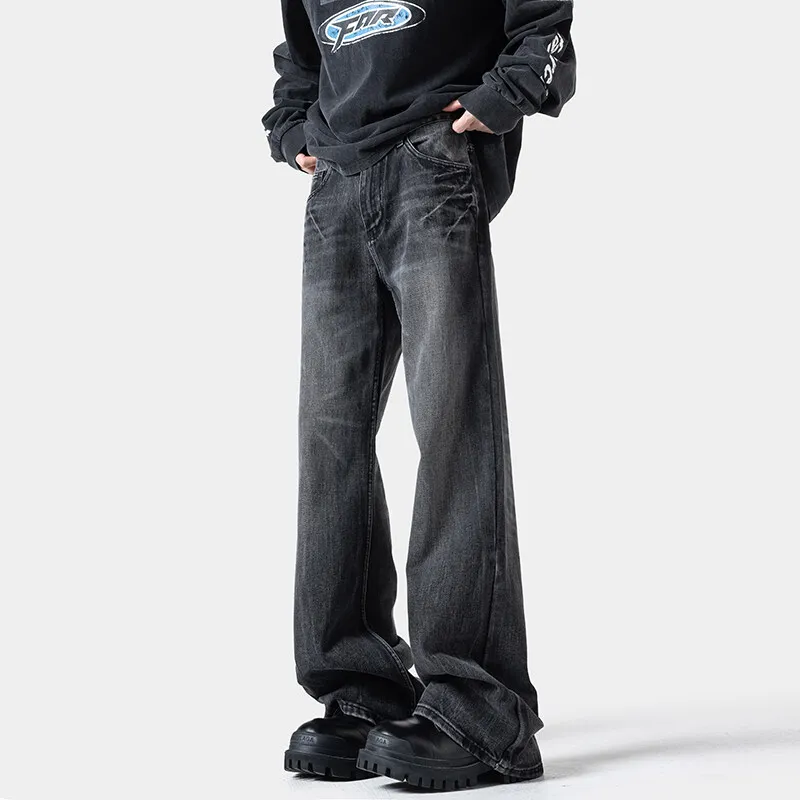 

Baggy Jeans Man Pants Mens Jeans New Spring Flared Denim Trousers With Stripe Design Loose Fit