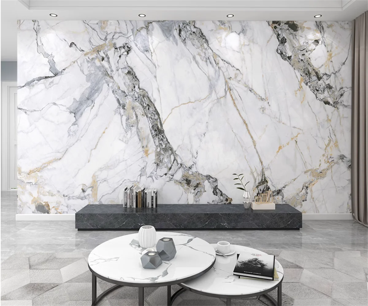 Custom jazz white gold lines marble wallpaper TV living room background wall light luxury modern decoration papel de parede