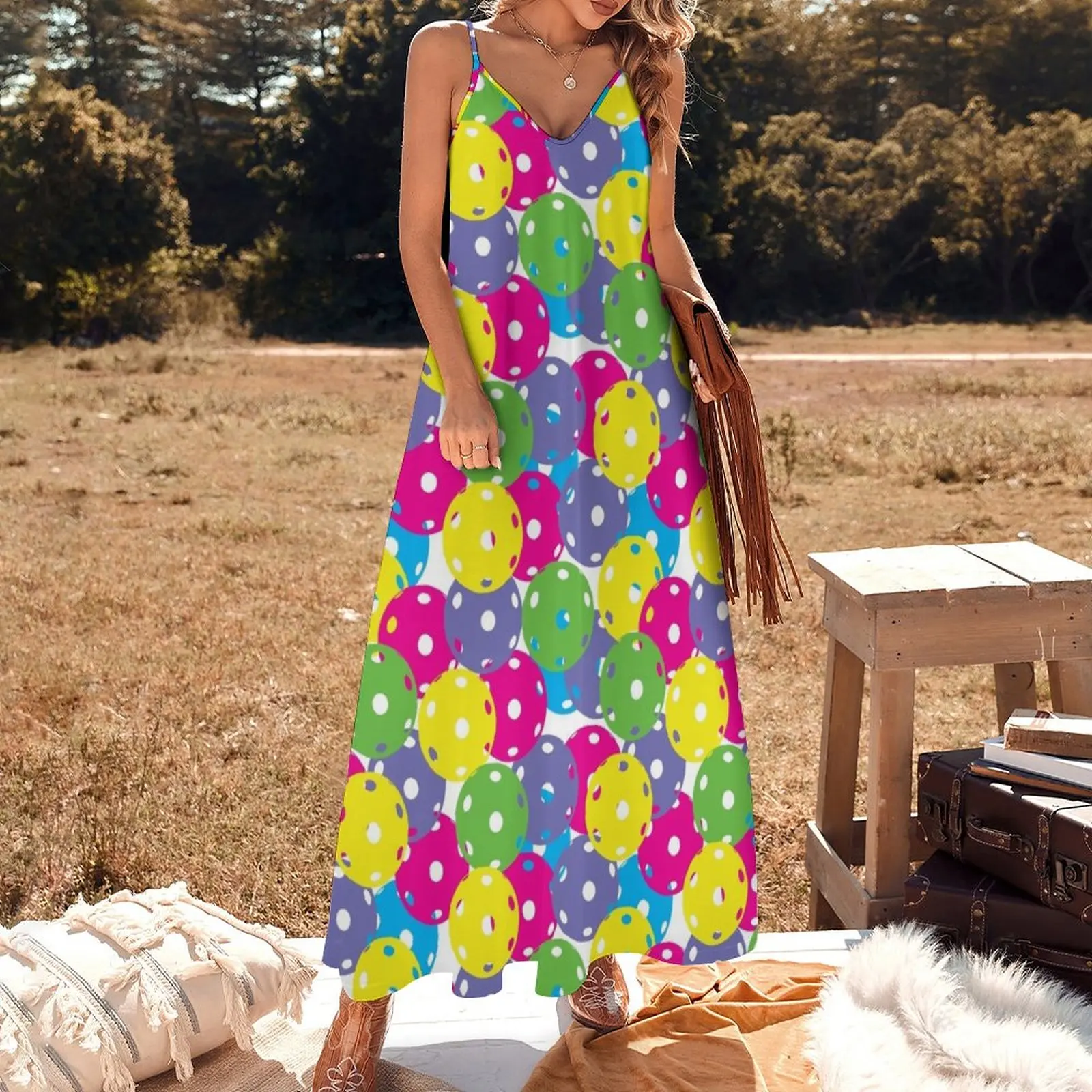 Pickleball Balls Mix - colorful pattern Sleeveless Dress Prom gown summer dress womens 2023