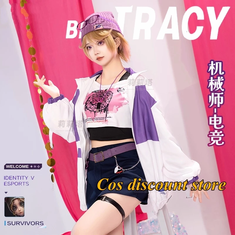 

Mechanic Cosplay Costume Game Identity V Women BLK Uniform Hat Tracy Reznik Role Play Clothing Halloween Carnival Party Suit