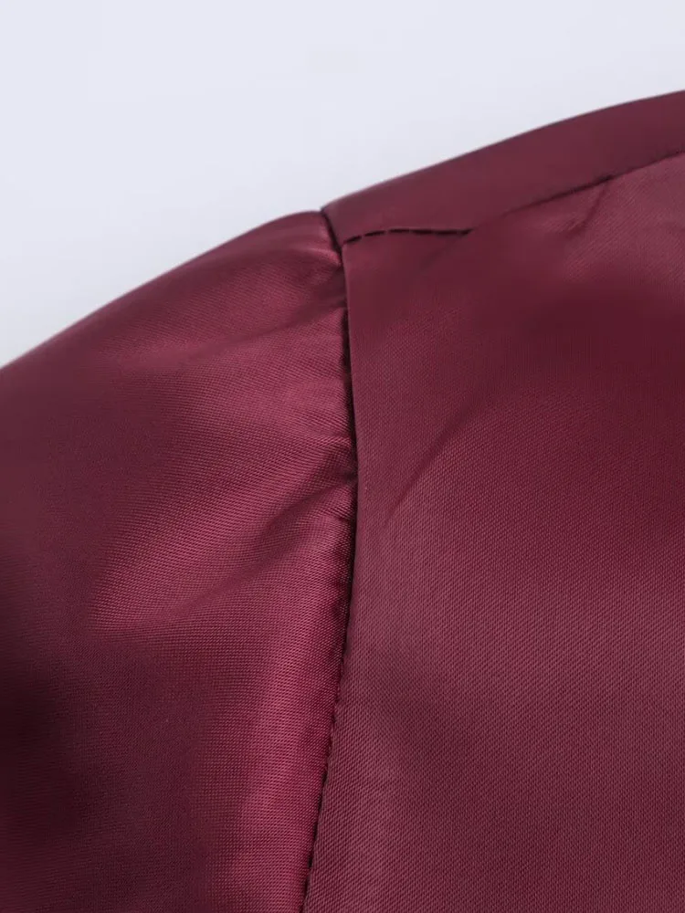 Burgundy satin shirt for women, loose commuting, fashionable, high-end, elegant, skin-whitening, long-sleeved shirt