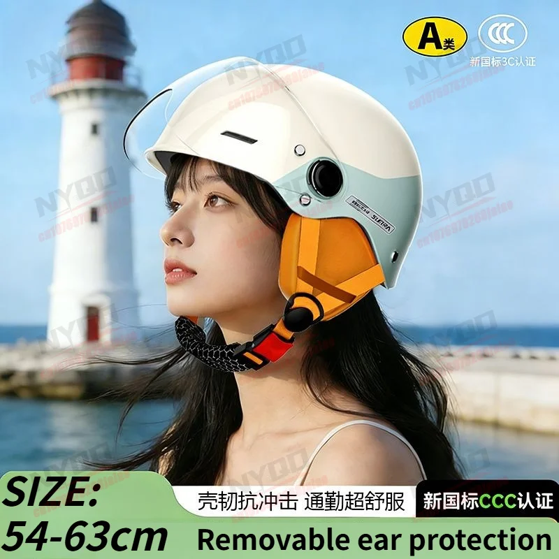 Motorcycle Helmets for Men and Women All Year Round Anti Fall Breathable, Warm, Windproof, Adjustable 54-63cm Capacetes De Moto
