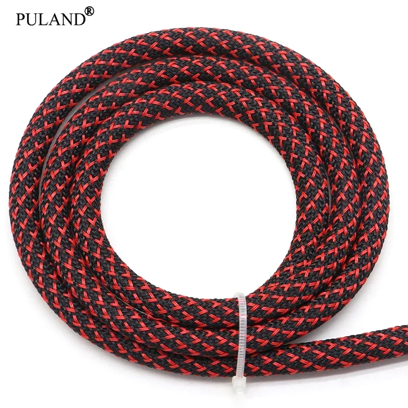 

1~50m Black-Red PET Braid Sleeves 2/4/6/8/10/12/14/16/20/25/30/40/50mm High Density Insulated Snake Skin Cable Wrap Sheath