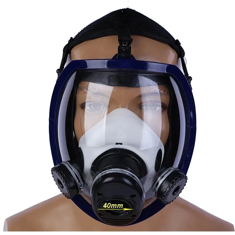 3 ports Multipurpose Full Gas mask spherical Super clear Fully sealed Protective mask Spray paint Industrial pollution gas mask