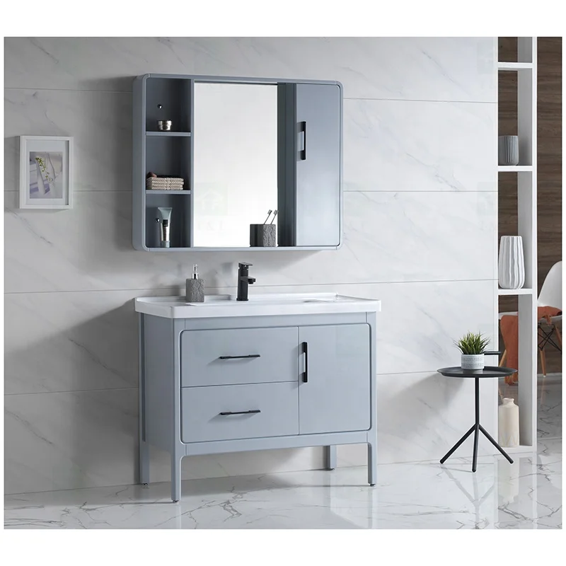 Light Luxury European Style Floor Mounted  Standing Solid Wood Waterproof Bathroom Vanity Cabinet Setpromote sales