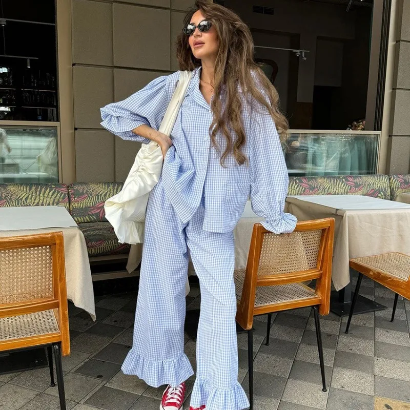 ensemble-de-vetements-de-detente-simples-a-carreaux-bleus-europeens-et-americains-pour-femmes-haut-a-manches-courtes-et-pantalon-pyjama-confortable-et-decontracte-ensembles-de-2-pieces