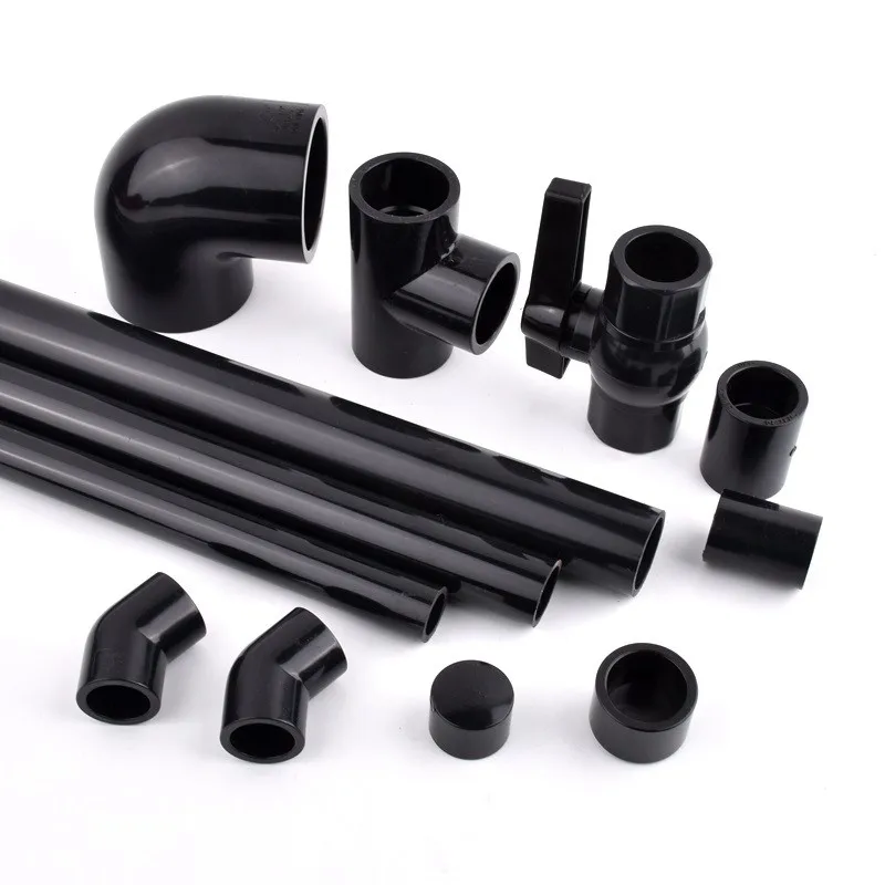 20~50mm Black PVC Pipe Connector UPVC Pipe Garden Water Elbow Tee Joint Aquarium Tank Water Supply Drainage End Cap Connectors